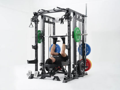RitFit BUFFALO Smith Machine Home Gym Package with Lat Pull Down and Cable Crossover