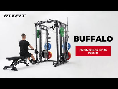 RitFit BUFFALO Smith Machine Home Gym Package with Lat Pull Down and Cable Crossover