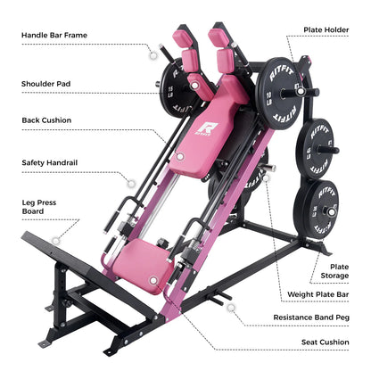PINK RitFit GAZELLE 3-in-1 Leg Press Hack Squat Machine for Home Gym